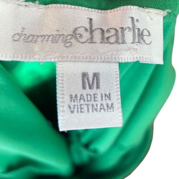 Charming Charlie Kelly Green Sleeveless Dress With Lattice Back, Size M - Picture 3 of 7